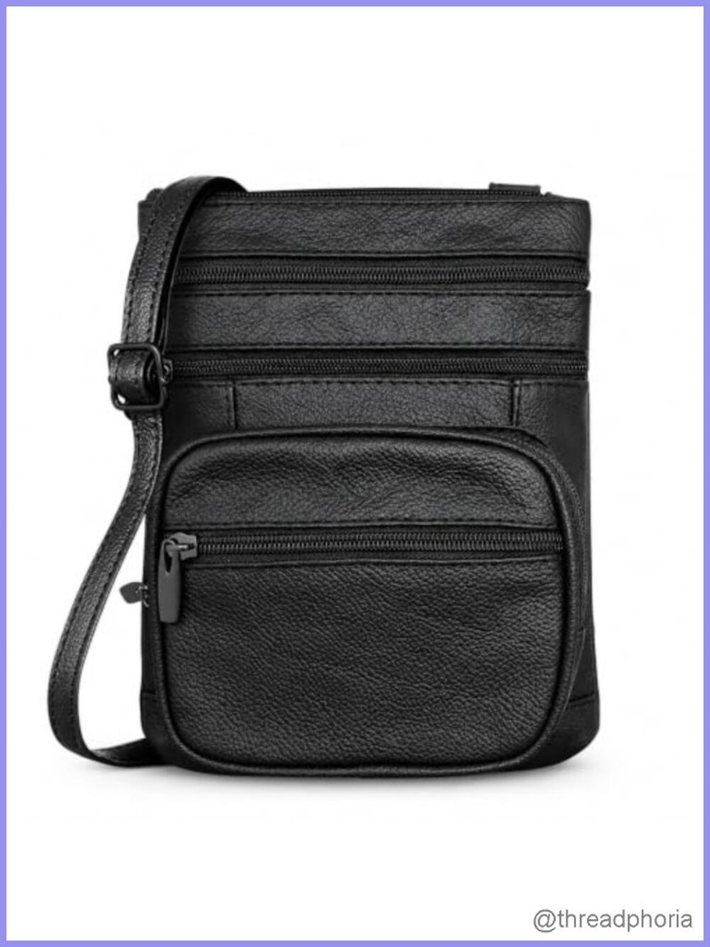 Genuine Leather Crossbody Sling Bag with Multiple Pockets Adjustable Strap